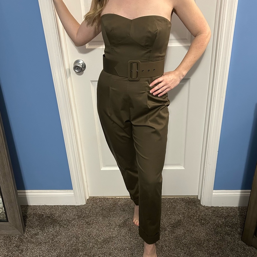 Trina Turk vintage Y2K brown jumpsuit strapless romper formal approx XS size 2
